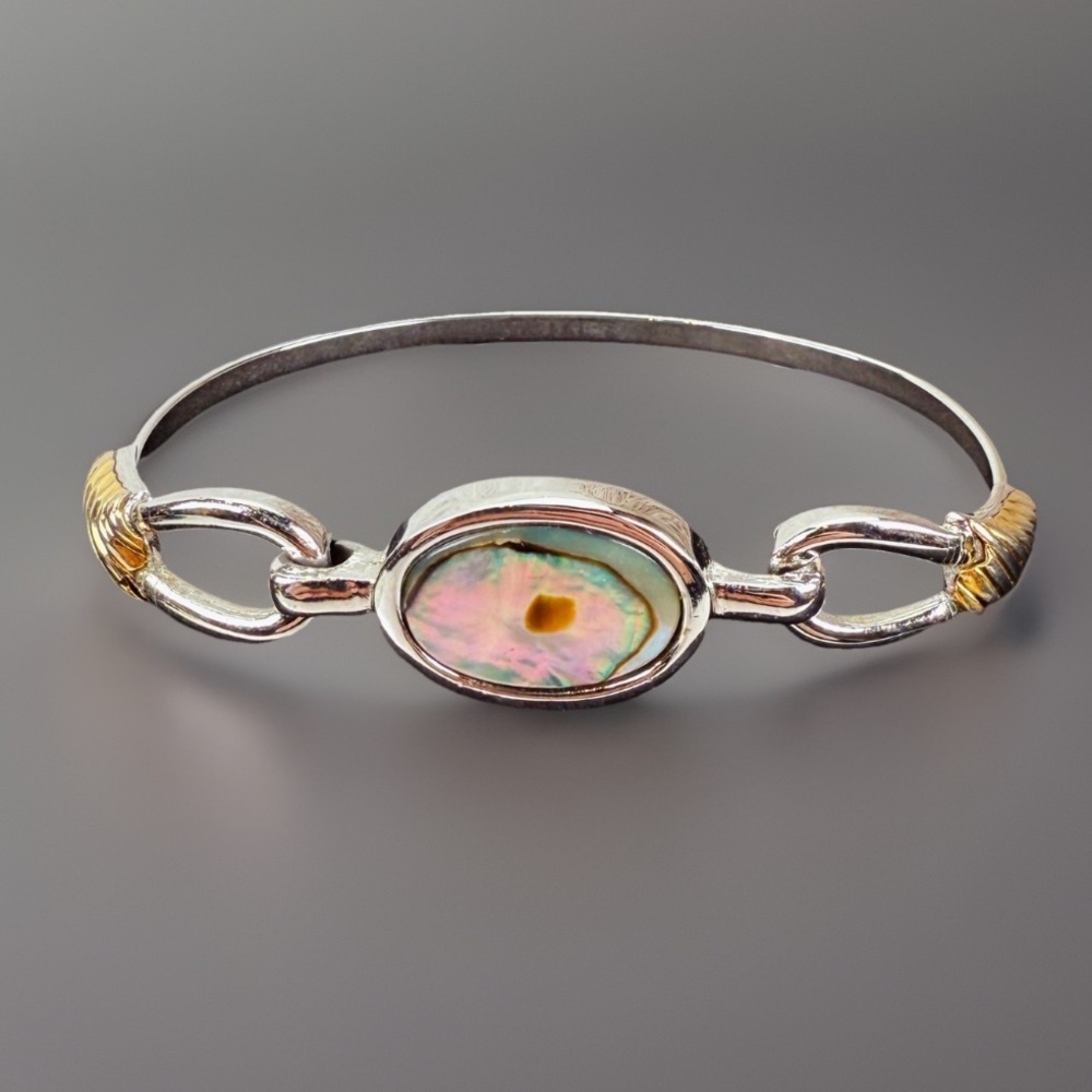 Vintage Avon Silvertone abalone bracelet